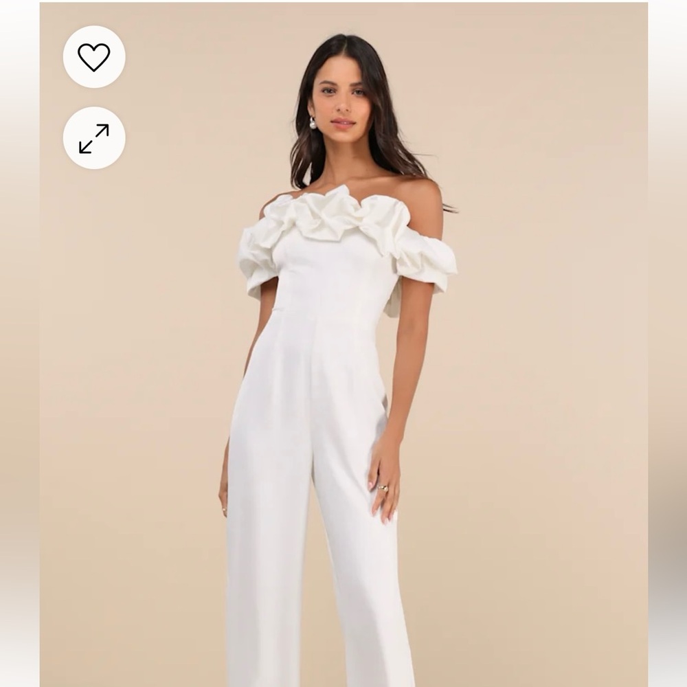 Elegant White Ruffled Jumpsuit